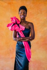 Eugene Alexander Sculptural Floral Satin Gown Dress arcadeshops.com