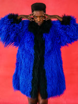 Electric Blue Mongolian Fur Chubby Outerwear arcadeshops.com