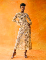 Feather Trimmed Lace Dress Dress arcadeshops.com