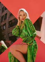 Yves Saint Laurent Snake Printed Silk Ensemble Suit arcadeshops.com