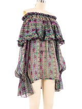 Yves Saint Laurent Purple Paisley Silk Peasant Blouse Top arcadeshops.com