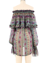 Yves Saint Laurent Purple Paisley Silk Peasant Blouse Top arcadeshops.com