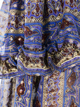 Yves Saint Laurent Blue Paisley Silk Peasant Blouse Top arcadeshops.com