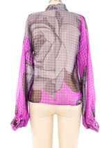 Givenchy Metallic Lurex Accented Floral Blouse Top arcadeshops.com