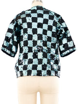 Checkered Sequin Crop Jacket Jacket arcadeshops.com