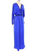 Royal Blue Embellished Silk Maxi Dress Dress arcadeshops.com