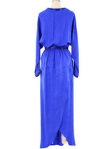 Royal Blue Embellished Silk Maxi Dress Dress arcadeshops.com