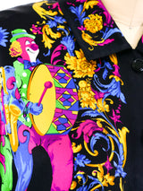 Escada Clown Printed Silk Necktie Blouse Top arcadeshops.com