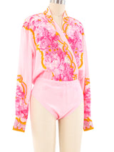 Escada Floral Printed Silk Bodysuit Suit arcadeshops.com
