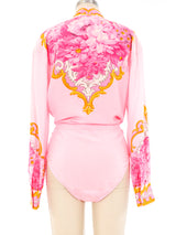 Escada Floral Printed Silk Bodysuit Suit arcadeshops.com