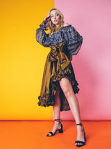 Yves Saint Laurent Blue Paisley Silk Peasant Blouse Top arcadeshops.com