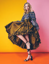 Yves Saint Laurent Ruffle Trimmed Taffeta Skirt Bottom arcadeshops.com