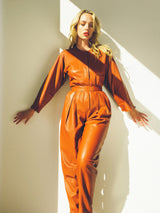 Cognac Leather Jumpsuit Jumpsuit arcadeshops.com
