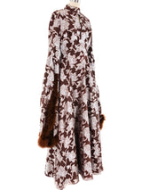 Marabou Feather Trimmed Brocade Gown Dress arcadeshops.com