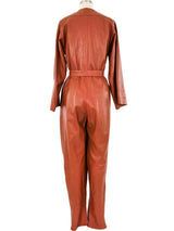 Cognac Leather Jumpsuit Jumpsuit arcadeshops.com