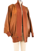 Fendi Cognac Leather Bomber Jacket Jacket arcadeshops.com