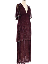 Janice Wainwright Glitter Embellished Caped Maxi Dress Dress arcadeshops.com