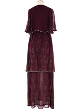 Janice Wainwright Glitter Embellished Caped Maxi Dress Dress arcadeshops.com