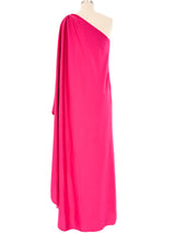 Halston IV Fuchsia One Shoulder Jersey Dress Dress arcadeshops.com
