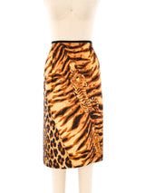 Quilted Mixed Animal Print Midi Skirt Bottom arcadeshops.com