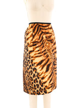 Quilted Mixed Animal Print Midi Skirt Bottom arcadeshops.com