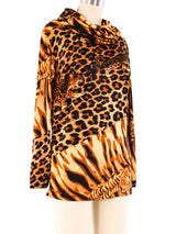 Animal Print Jersey Cowl Neck Top Top arcadeshops.com