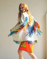Rainbow Fringed Leather Jacket Jacket arcadeshops.com