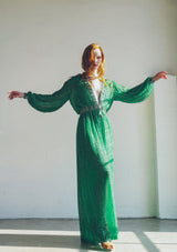 1960s Beaded Green Silk Jumpsuit Jumpsuit arcadeshops.com