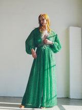 1960s Beaded Green Silk Jumpsuit Jumpsuit arcadeshops.com