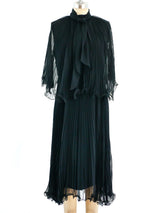 Pleated Silk Chiffon Cape Dress Dress arcadeshops.com