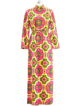 Printed Cotton Caftan with belt Dress arcadeshops.com