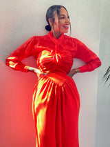 Oscar de la Renta Red Silk Strapless Gown Dress arcadeshops.com