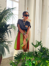 Colorblock Suede Snap Front Skirt Bottom arcadeshops.com