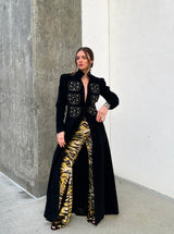 Yves Saint Laurent Animal Printed Velvet Trousers Bottom arcadeshops.com