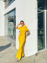 Sunflower Yellow Belted Pant Suit Suit arcadeshops.com