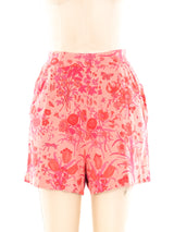 Gucci Peach Flora Printed Shorts Bottom arcadeshops.com