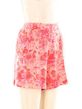 Gucci Peach Flora Printed Shorts Bottom arcadeshops.com