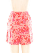 Gucci Peach Flora Printed Shorts Bottom arcadeshops.com