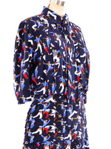 1992 Yves Saint Laurent Sailor Printed Silk Dress Dress arcadeshops.com
