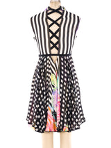 1992 Gianni Versace Graphic Printed Laced Mini Dress Dress arcadeshops.com