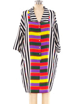 Gianni Versace Mixed Stripe Silk Dress Dress arcadeshops.com