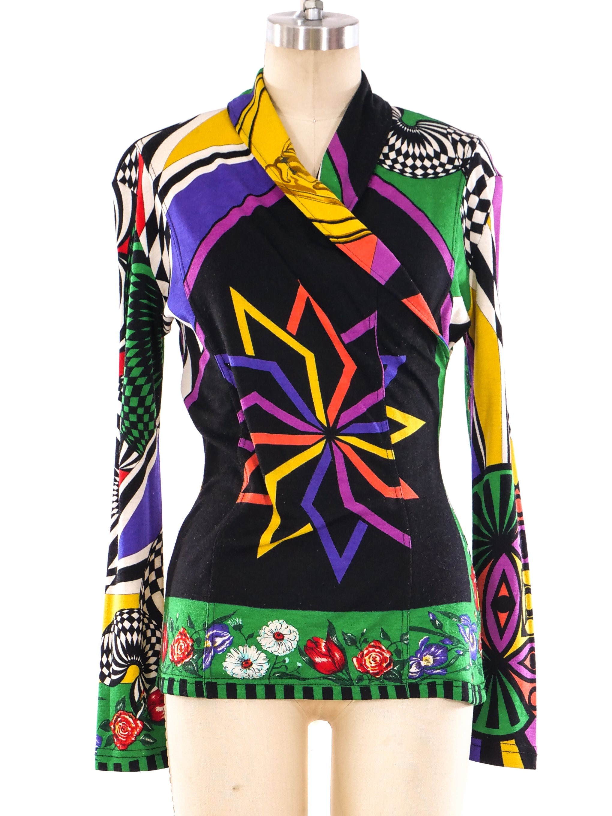 Gianni Versace Graphic Printed Wrap Top