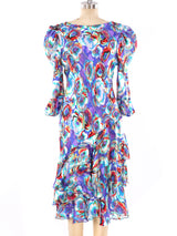 Judy Hornby Floral Silk Bias Ruffle Dress Dress arcadeshops.com