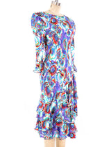 Judy Hornby Floral Silk Bias Ruffle Dress Dress arcadeshops.com