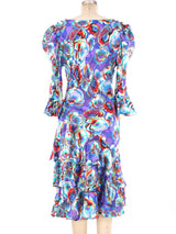 Judy Hornby Floral Silk Bias Ruffle Dress Dress arcadeshops.com