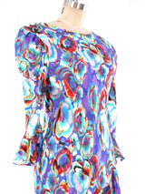 Judy Hornby Floral Silk Bias Ruffle Dress Dress arcadeshops.com