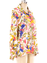 Hermes Tropical Bird Printed Linen Shirt Top arcadeshops.com