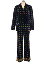 Mr. Dino Floral Printed Velvet Pant Suit Suit arcadeshops.com