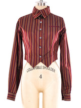Romeo Gigli Striped Cropped Shirt Top arcadeshops.com