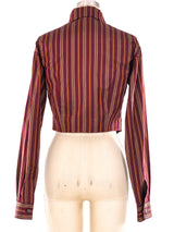 Romeo Gigli Striped Cropped Shirt Top arcadeshops.com